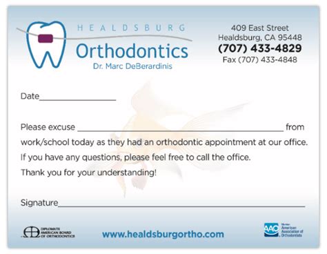 school excuse letter orthodontist appointment Doc