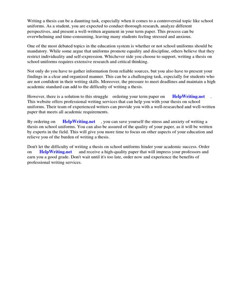 school uniforms term paper Kindle Editon