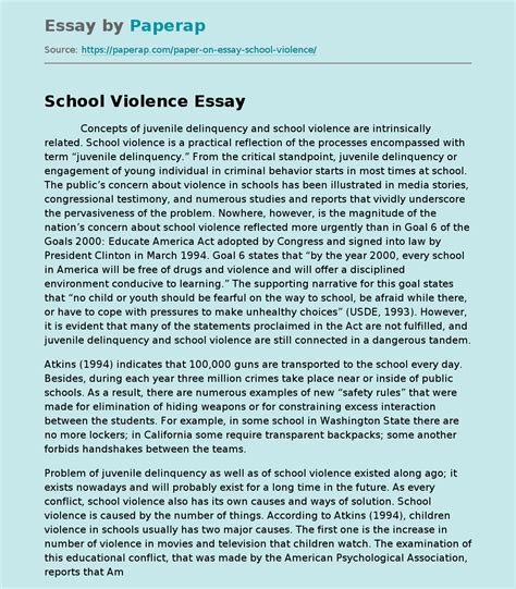 school violence essay introduction Reader