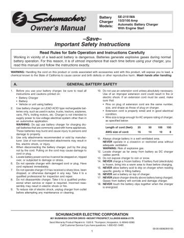 schumacher se 2151ma user guide Kindle Editon