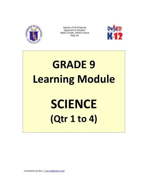 science 9 learner's module answer key