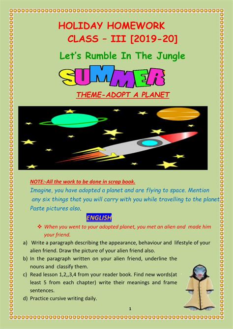 science holiday homework for class 3 Reader