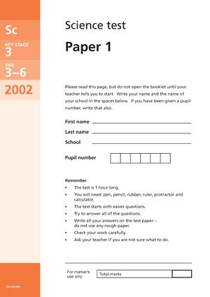 science test papers ks3 year 8 Reader