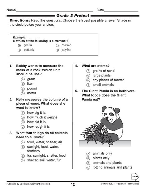 science test practice grade 3 spectrum Reader