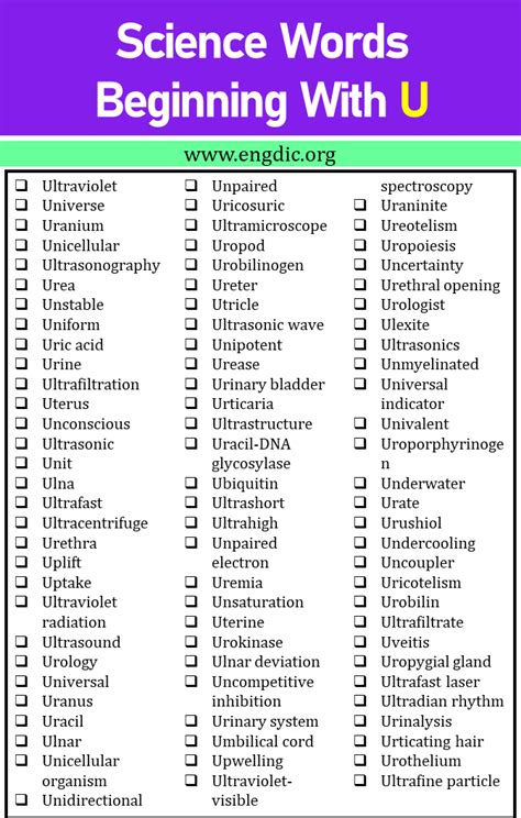 science words that start with u