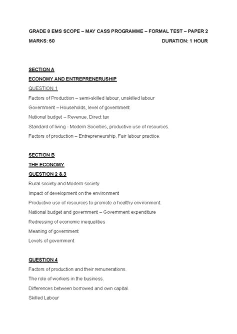 scope english exam paper PDF