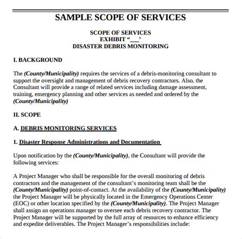 scope of service sample pdf Reader