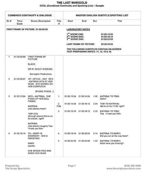 script and continuity department responsibilities