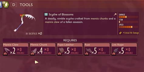 scythe of blossoms grounded