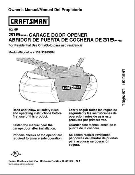 sears craftsman 315 garage door opener manual Reader