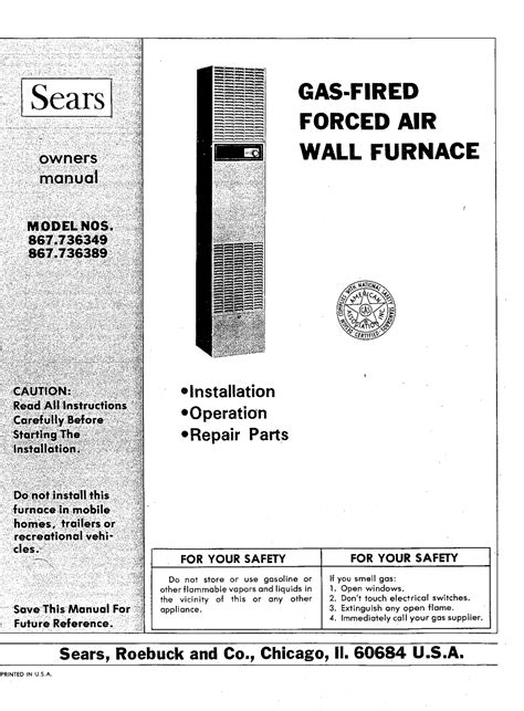 sears gas furnace instructions Reader