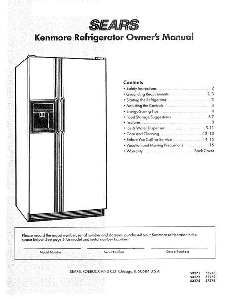 sears refrigerator owners manual Doc