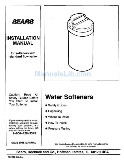 sears water softener user manual PDF