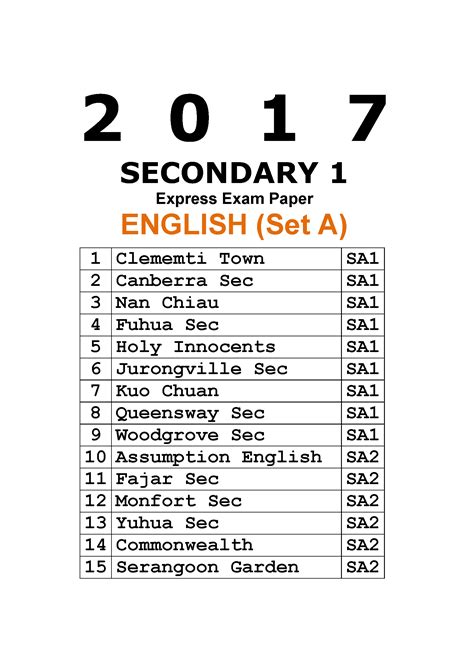 sec 1 english exam papers