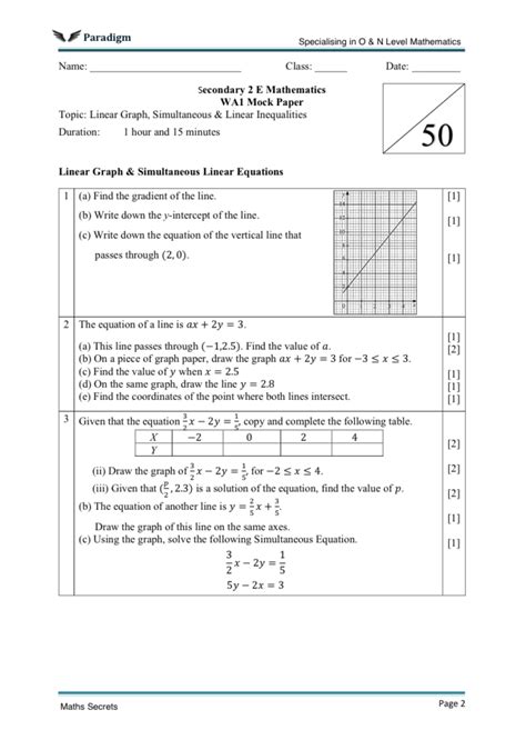 secondary 2 math exam papers PDF