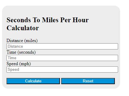 seconds per mile to mph