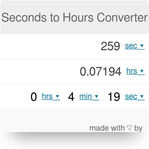 seconds to hours converter