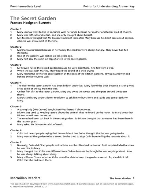 secret garden chapter questions Doc