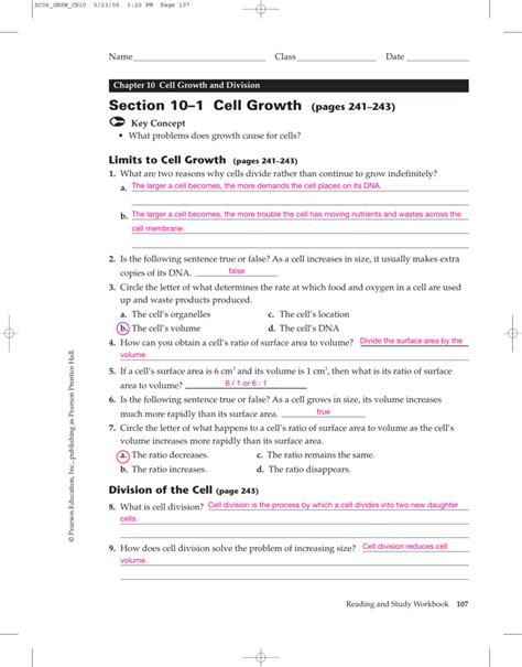 section 1 cellular growth answers study guide Kindle Editon