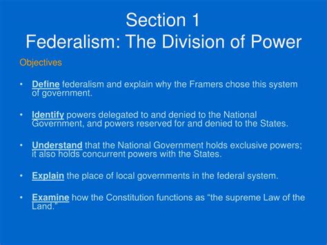 section 1 federalism powers divided answer key PDF