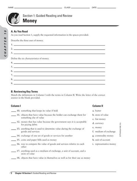 section 1 guided review money Reader