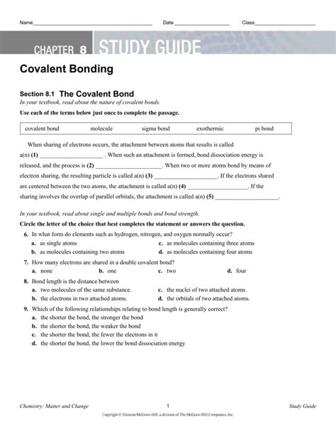 section 8 covalent bonding guide answers PDF