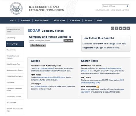 securities and exchange commission edgar search