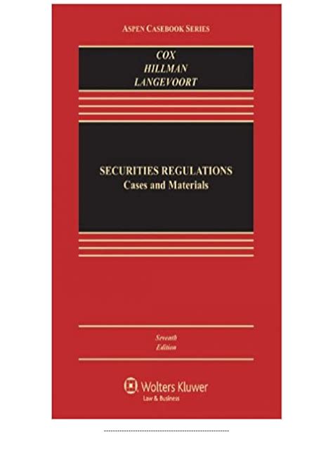 securities regulation cases and materials seventh edition aspen casebook Kindle Editon