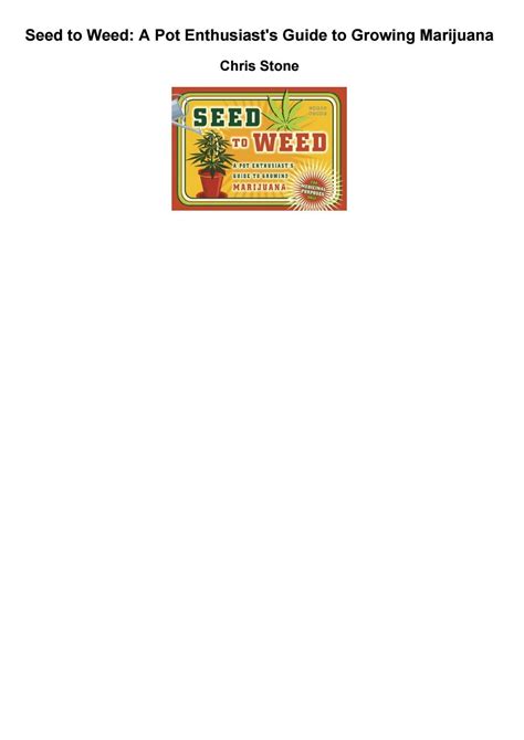 seed to weed a pot enthusiasts guide to growing marijuana Epub