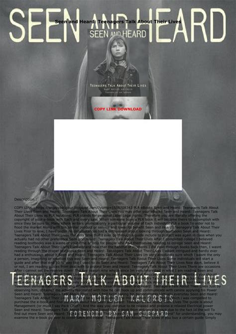 seen and heard teenagers talk about their lives Reader