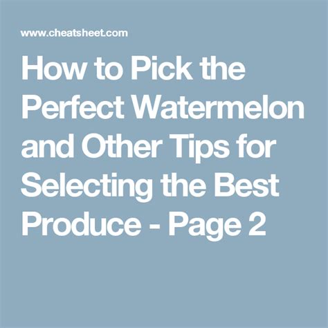 selecting produce secrets tricks tips Doc