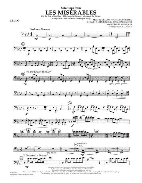 selections form les miserables cello PDF