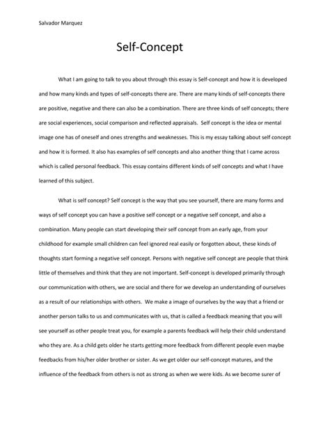 self concept essay example Doc