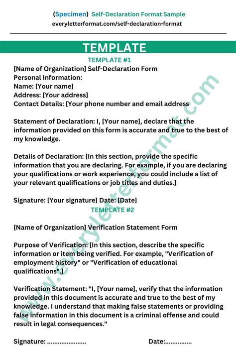 self declaration letter format samples PDF