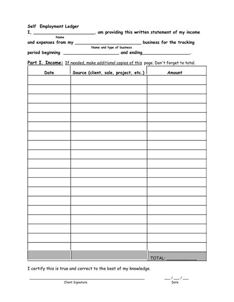 self employment ledger template florida Doc