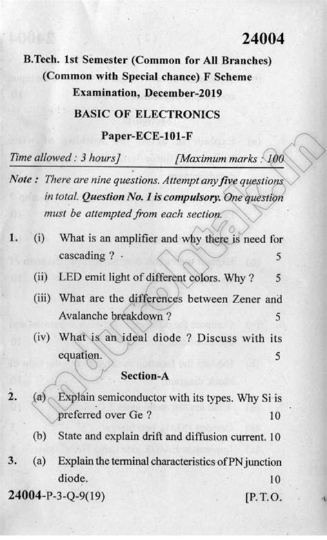 sem 1 basic electronics paper with answer Reader