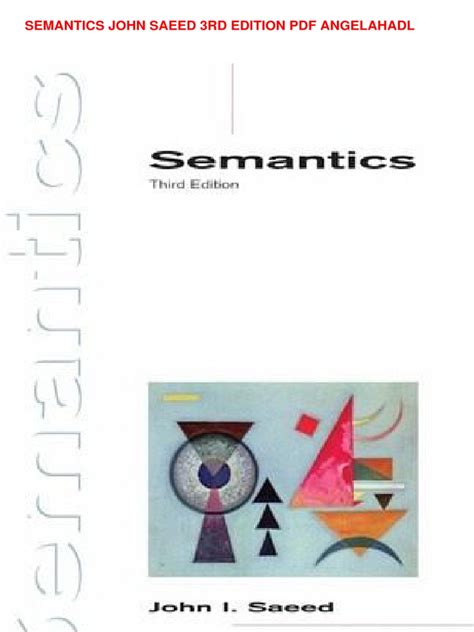semantics john saeed 3rd edition Reader