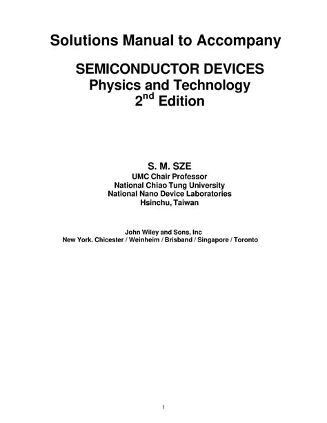 semiconductor devices physics and technology 2nd edition solution manual Reader