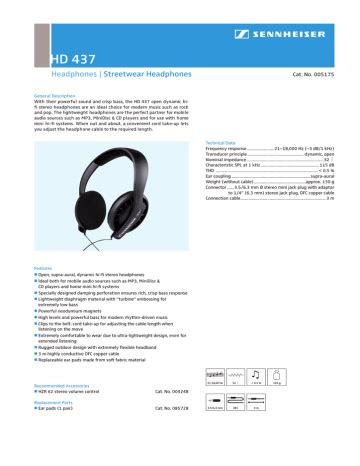 sennheiser hd437 headsets owners manual PDF