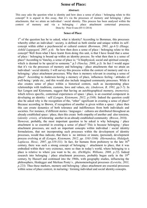 sense of place essay example Epub