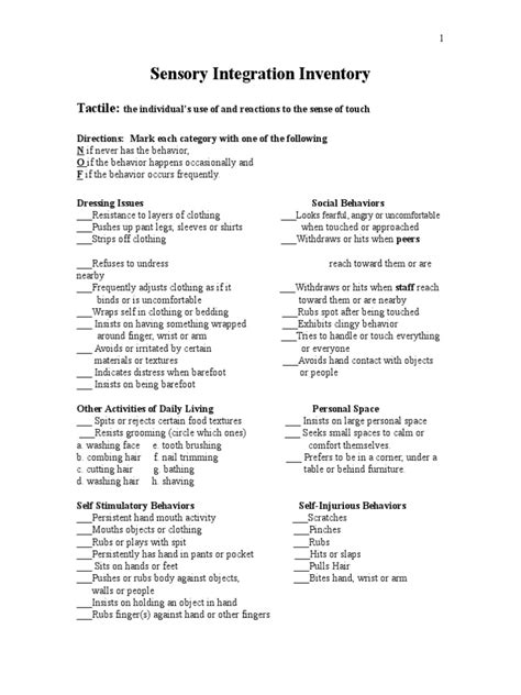 sensory integration inventory revised Ebook PDF