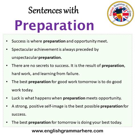 sentence for preparation