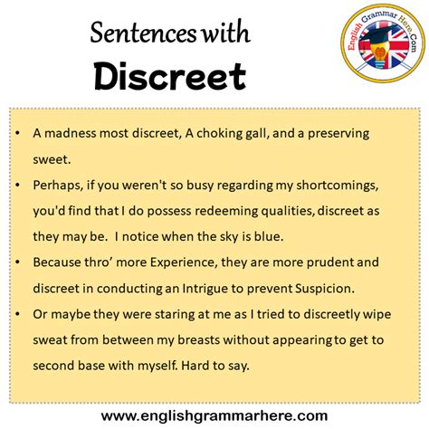 sentence with the word discreet as in shakespeares Kindle Editon