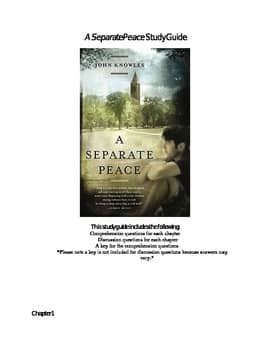 separate peace short answer study guide Reader