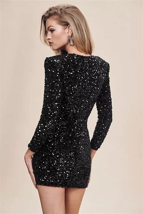 sequin mini dress with long sleeves