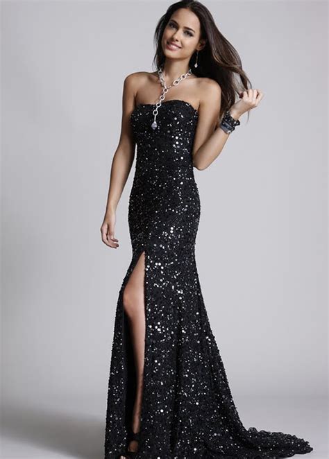 sequin prom dress black