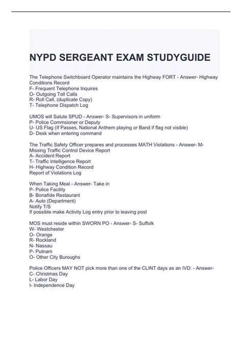 sergeant ergometrics test study guide PDF