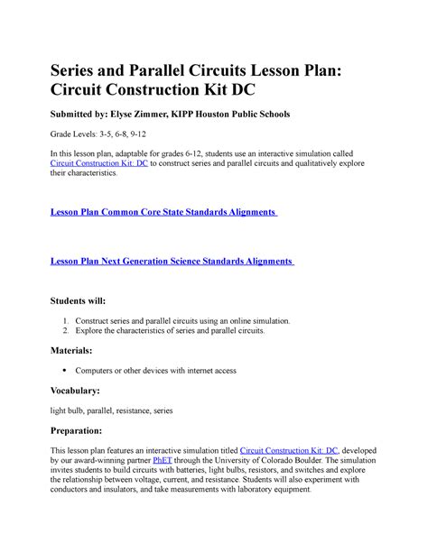 series circuit lesson plans Kindle Editon