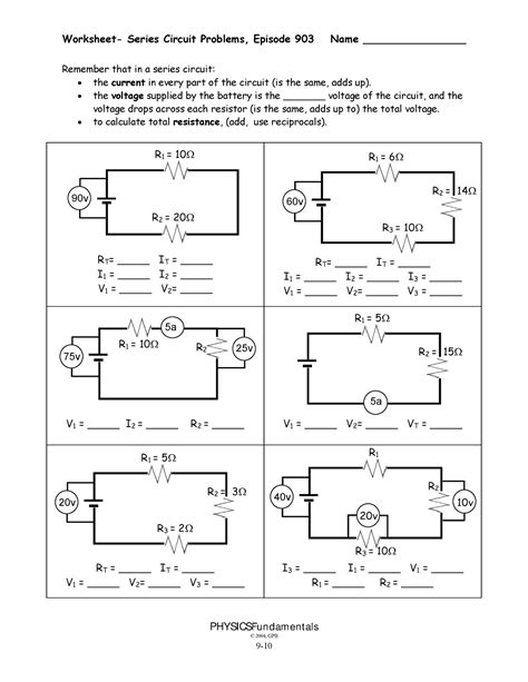 series circuits problems worksheet pdf PDF