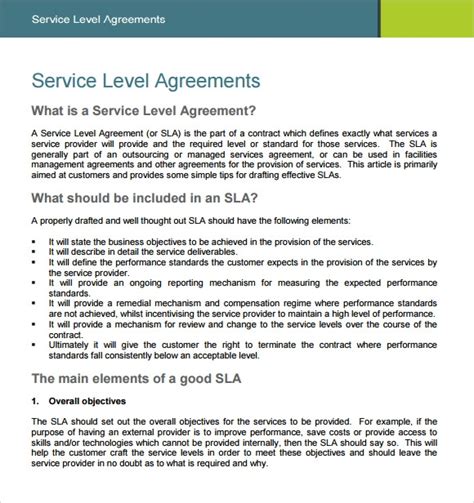 service level agreement sample pdf Reader